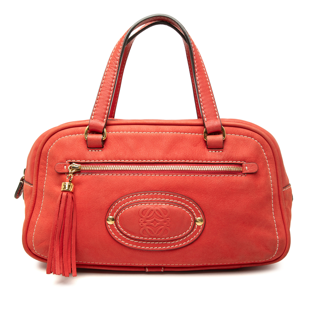 Pre-Loved LOEWE Nubuck Anagram Madrid Fringe Handbag